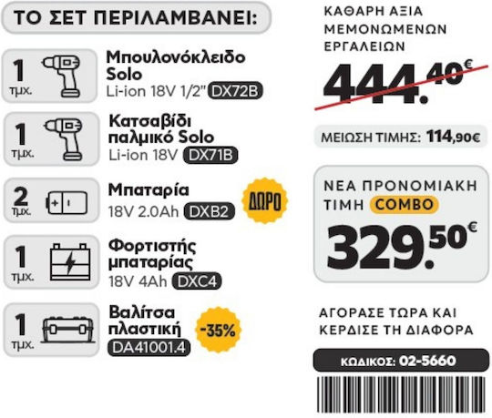 CAT LK02-5660 Комплект 2 Гайковерта 18V с 2 Батерии 2Ah и Калъф с Зарядно Устройство