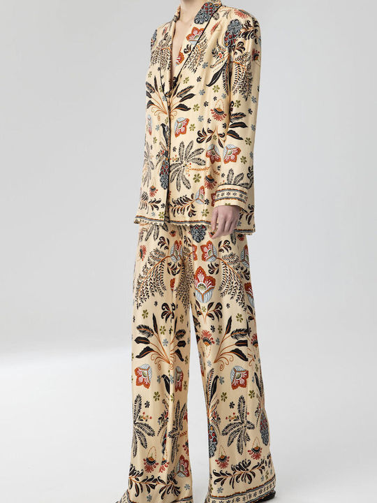 Moutaki Women's High Waist Pantaloons in Straight Style Vanilla