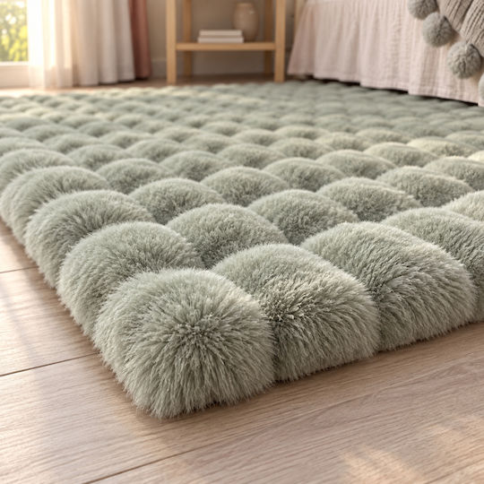 My Home Luxury Bubble Неплъзгащ се Килим Пътека Furry Зелен 60x180cm