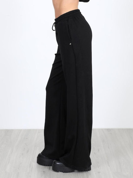 Women's Fabric Trousers with Elastic Black