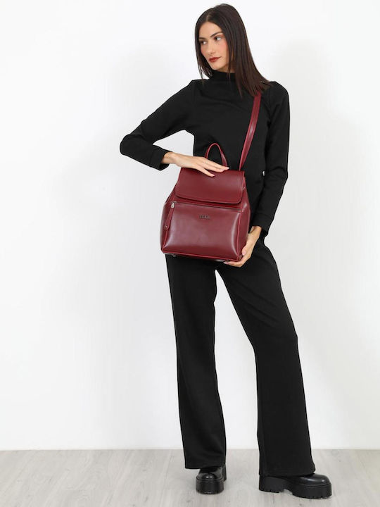 Women's Fabric Trousers with Elastic in Straight Line Black