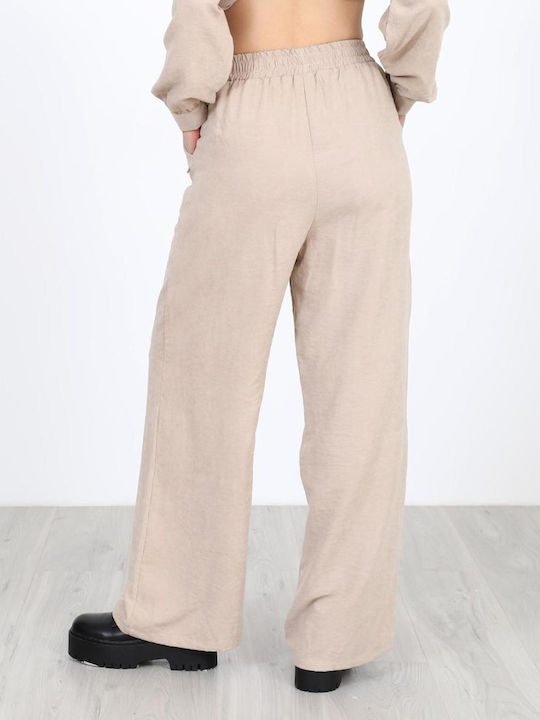 Damen Lederhose mit Gummiband Beige