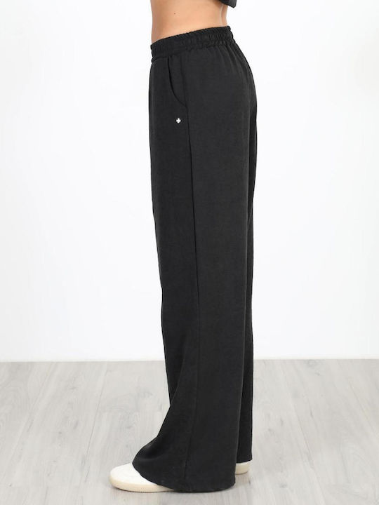 Damen Lederhose mit Gummiband Schwarz