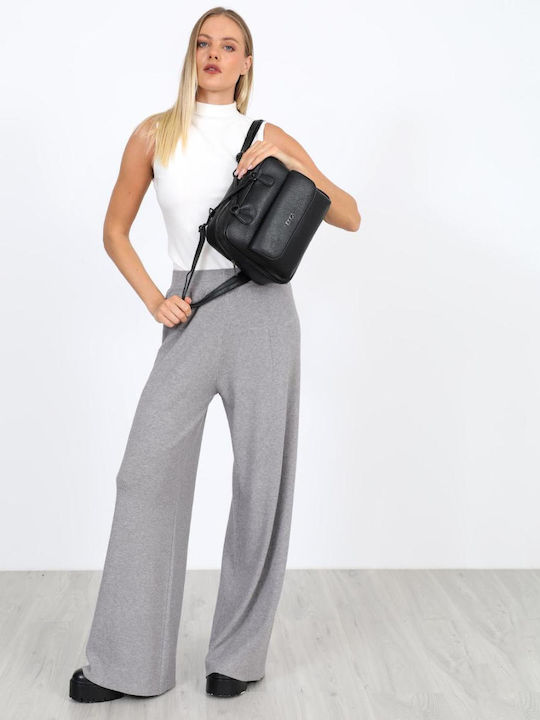 Women's Fabric Trousers with Rubber Band Grey