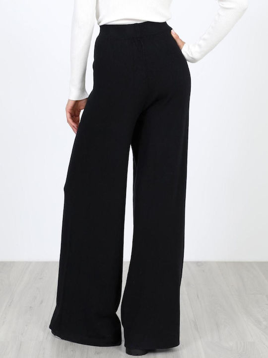 Women's Fabric Trousers with Elastic Black