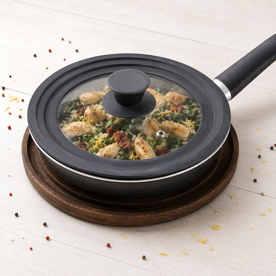 Fackelmann Capac Pentru Vase De Gătit Din Sticlă Inel Din Silicon 16-18-20cm Negru