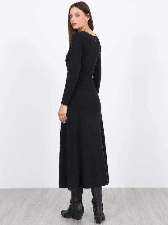 Sommer Midi Hemdkleid Wickel Schwarz