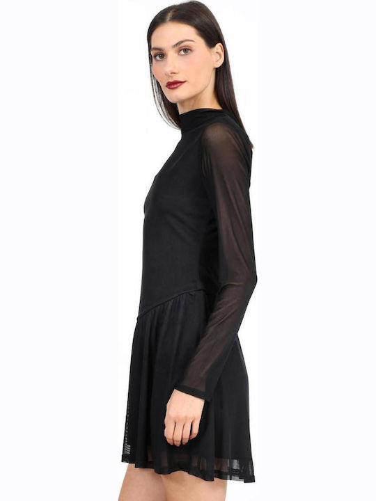 Sommer Mini Abendkleid mit Tüll Schwarz