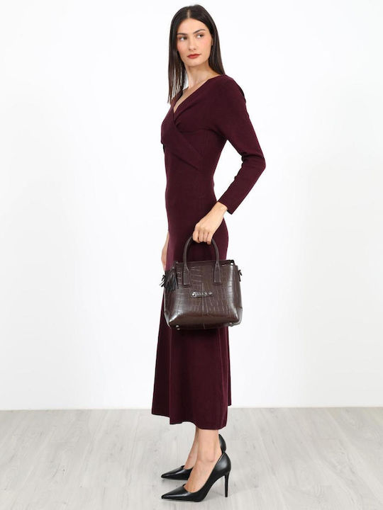 Sommer Midi Hemdkleid Wickel Lila