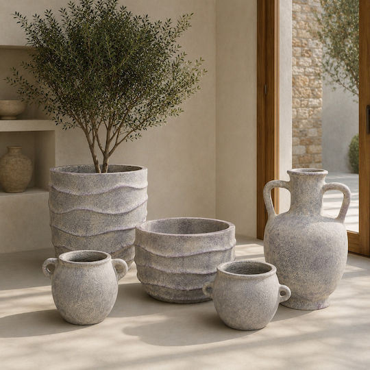 Artekko Decorative Concrete Vase Raw Grey Φ26.5xH42.5cm