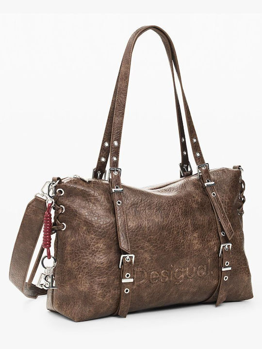 Set Gehäkelte Damen-Shopper-Tasche Braun