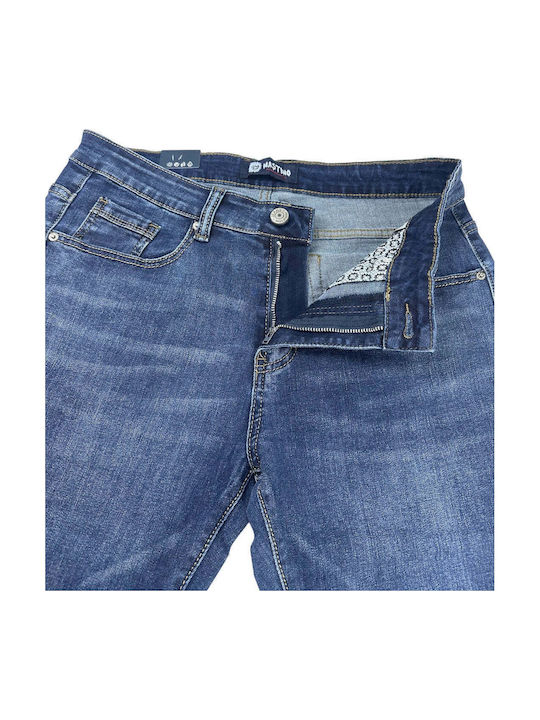 Мъжки Панталон Джинсов Еластичен Regular Straight Fit Син