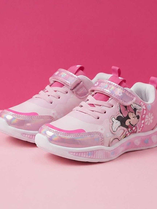 Minnie Adidasi Copii Anatomici cu Închidere Hoop & Loop și cu Luminite Roz