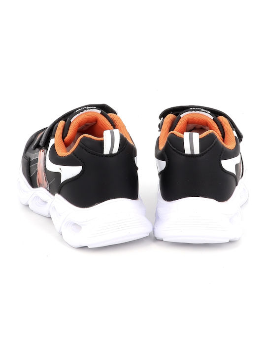 Bio Kids Sneakers with Hoop & Loop Closure & with Lights Black