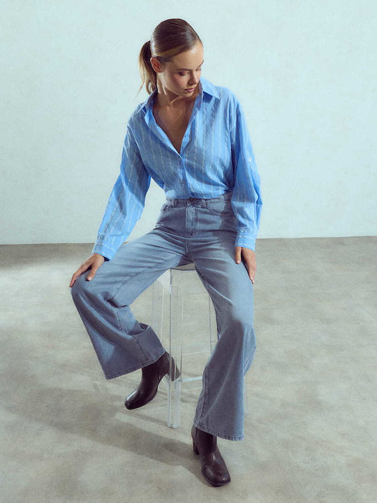 Celestino Damen Jeans Wide Bein Loose Passform Hellblau