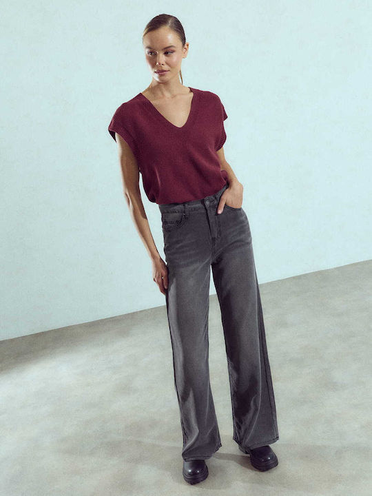Celestino Damen Jeans Wide Leg Loose Fit Schwarz