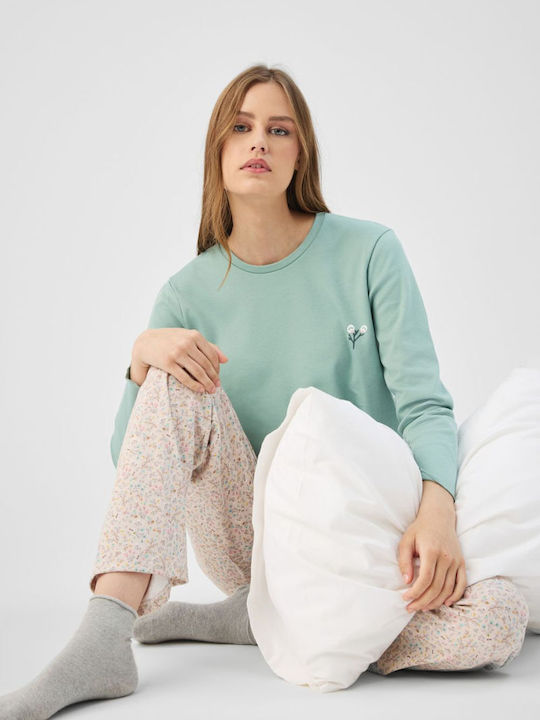 Minerva Winter Women's Pyjamas Set Cotton Khaki