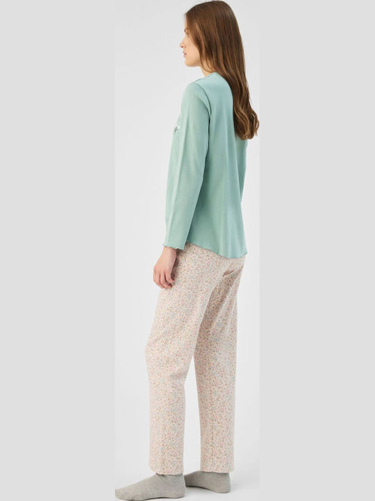Minerva Winter Women's Pyjamas Set Cotton Khaki