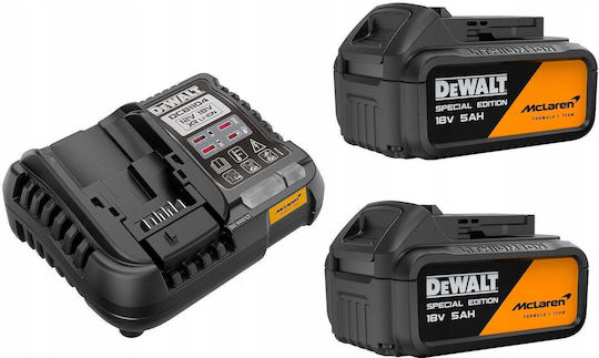 DEWALT McLaren Комплект Ъглова Шлайфмашина & Ударен Гайковерт 18V с 2 Батерии 5Ah и Калъф с Зарядно Устройство