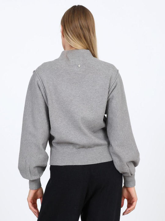 Damen Strickjacke mit Reissverschluss Grau