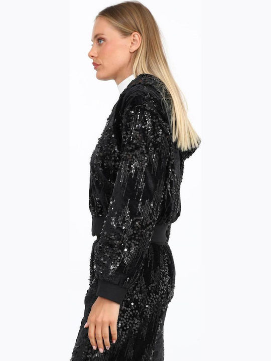 Damen Strickjacke mit Reissverschluss Schwarze