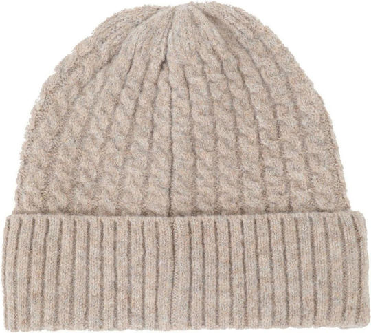 Beanie Unisex Strickmütze in Beigem Farbton