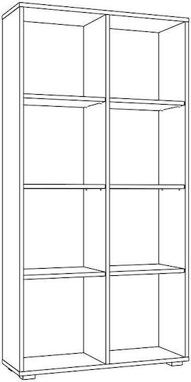 Smart 8p Библиотека Подова Дървена Сива 74x29x146cm