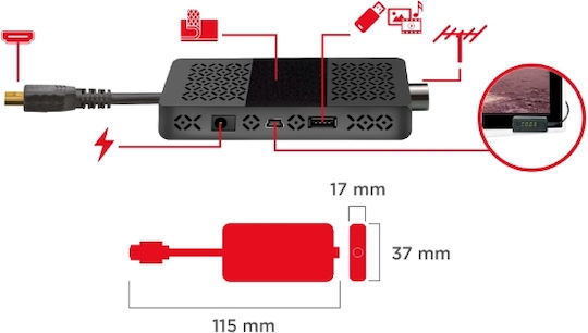 Gbc TV DVB-T2 Stick Receiver Integrated HDMI Xdome XD-220DG