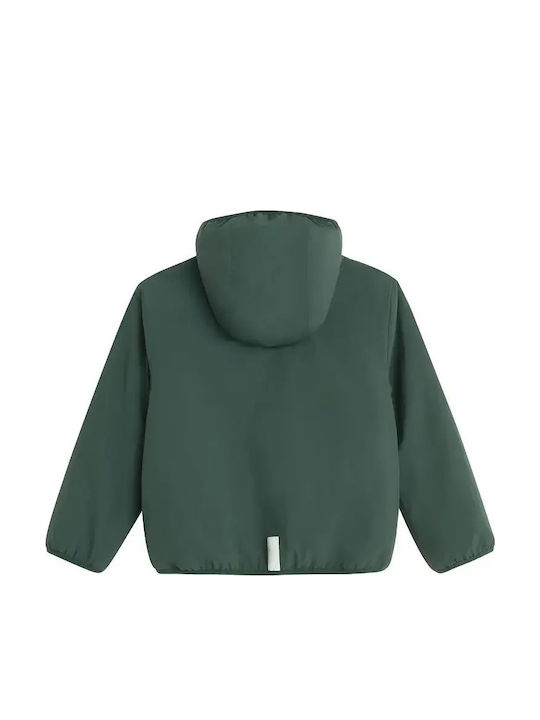 Kids Casual Short Windproof Double Sided Hooded Jacket Green