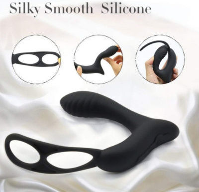Silicone Prostate Vibrator Penis Ring Black