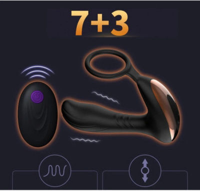 Silicone Prostate Vibrator Cock Ring Black
