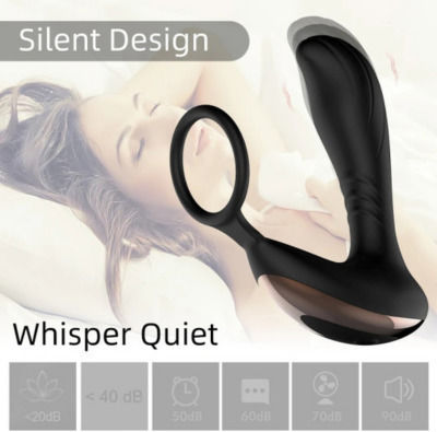 Silicone Prostate Vibrator Cock Ring Black