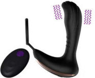 Silicone Prostate Vibrator Cock Ring Black