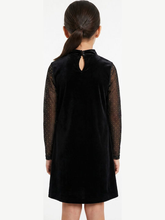 Girls Velvet Dress Black