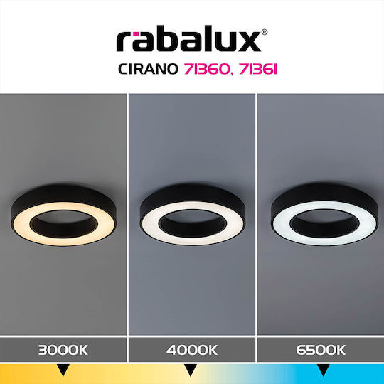 Rabalux Smart Black Mount Ceiling Light With Integrated LED And Remote Control
