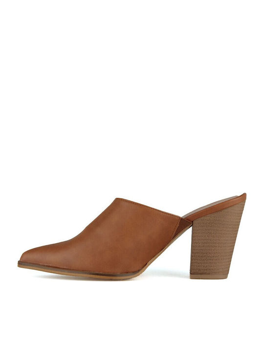 Mules With High Heel In Brown Colour