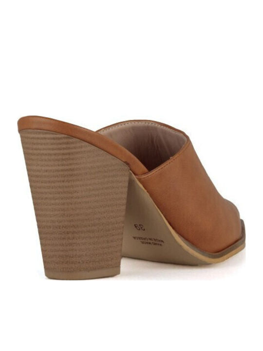 Mules With High Heel In Brown Colour