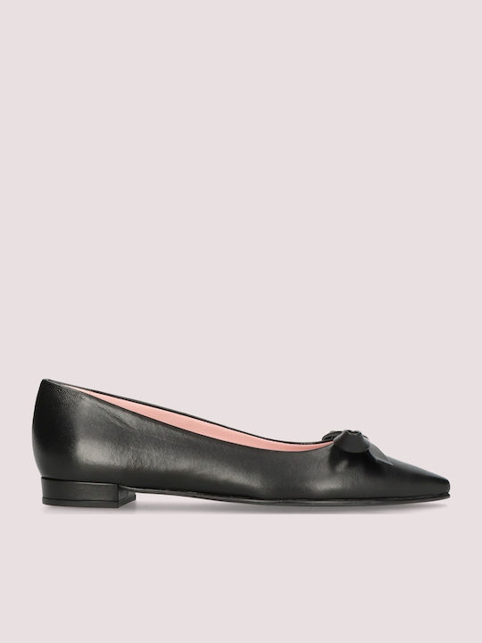 Leder Damen Ballerinas Schwarze