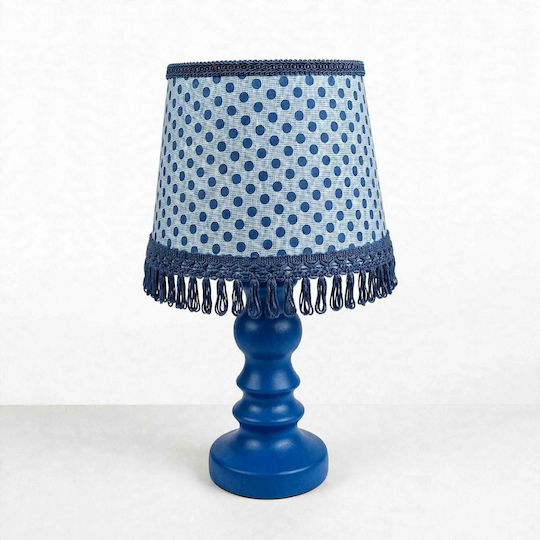 Ceramic Table Lamp for E27 Fitting with Blue Shade and Base
