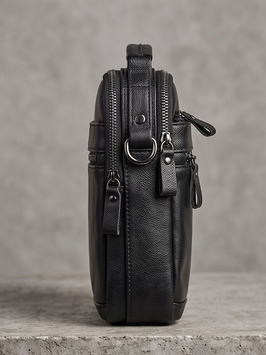 Herren Ledertasche Schulter / Crossbody Schwarz