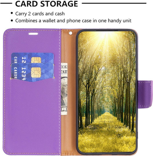 Binfen Color Xiaomi Redmi 12 4G Premium Leather Wallet Purple Mobile Phone Case