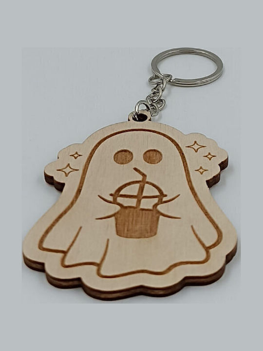 Wooden Halloween Keychain Ghost Suga Style