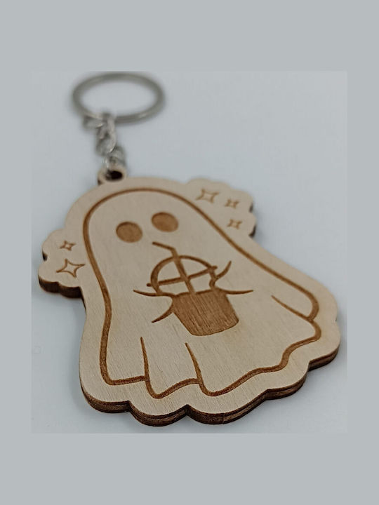Wooden Halloween Keychain Ghost Suga Style