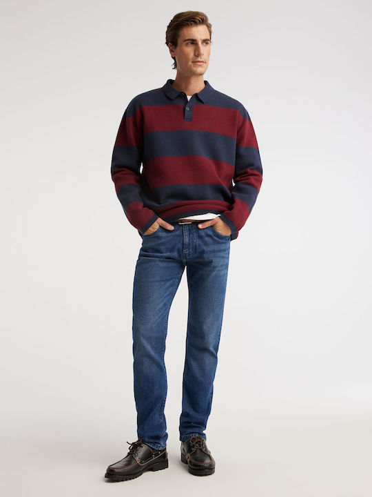 Newman 265 Мъжки Панталон Джинс Regular Straight Fit Червен