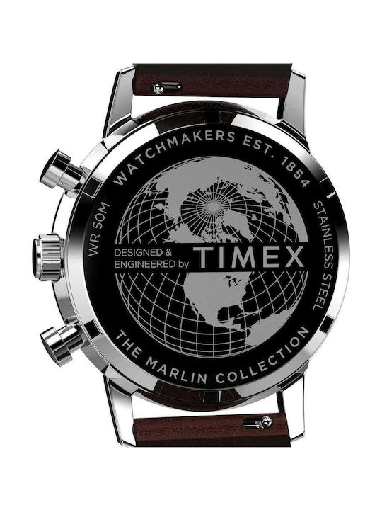 Timex Men's Chronograph Battery Watch with Brown Leather Strap