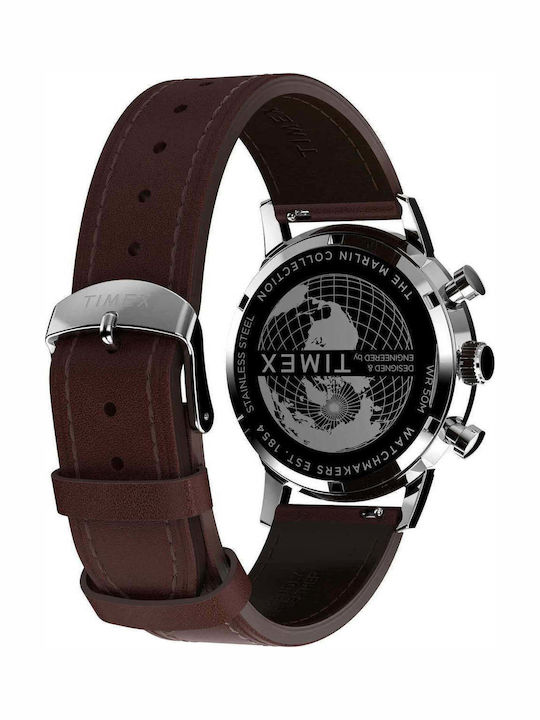Timex Men's Chronograph Battery Watch with Brown Leather Strap
