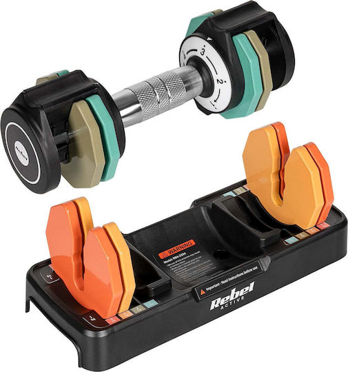 Rebel Active Dumbbell Set with Bar Total Weight 5kg Adjustable with Stand
