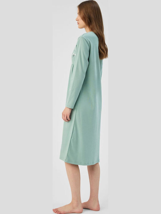 Minerva Winter Cotton Women's Nightgown Khaki