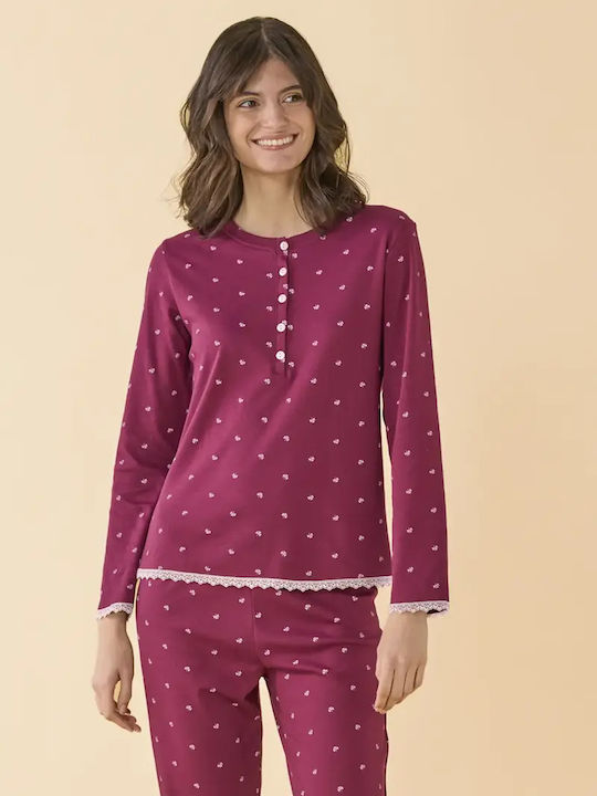 Noidinotte Winter Women's Pyjamas Set Bordeaux Noidinotte Winter Women's Pyjamas Set Bordeaux