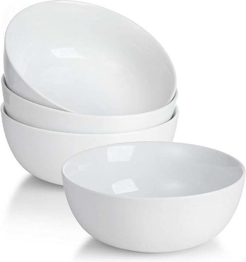Bol Boluri De Servire Cereale Rotund Ceramice Albe 4 Bucăți